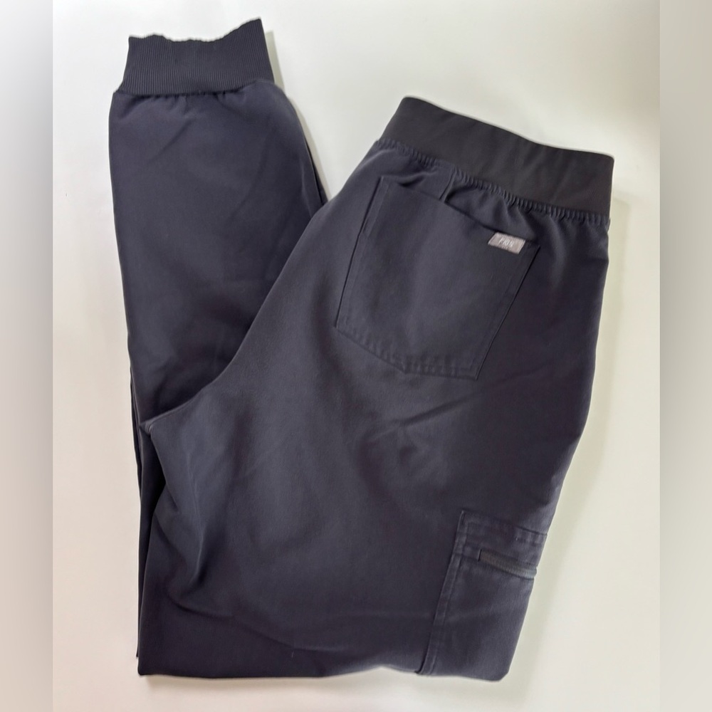 Figs Dark Gray with Red Drawstring Scrubs Joggers